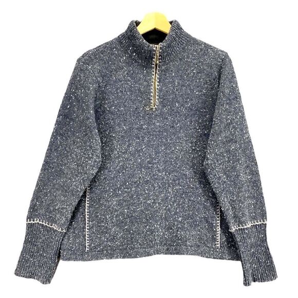 Woolrich Sweaters - WOOLRICH 100% LAMBS WOOL GRAY STITCHED SPECKLED QUARTER ZIP SWEATER SIZE SMALL